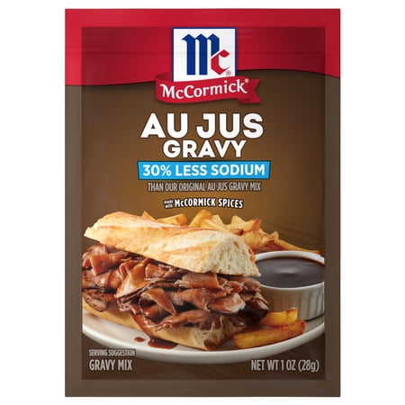 McCormick Au Jus Gravy, 30% Less Sodium Gravy Mix, 1.0 oz Packet