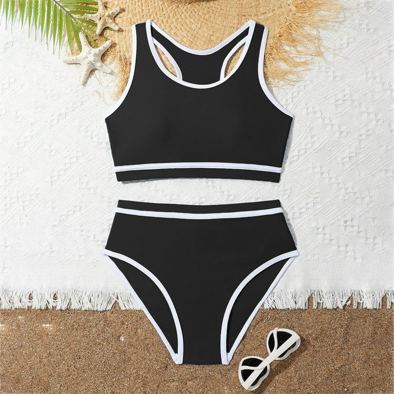 XZNPDUCQ Toddler Girl's 2 Piece Swimsuits Soild Bikini Bathing
