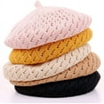 thumbnail image 3 of YooGuoGuo Summer Beret Hats for Women Fashionable French Style Beanie Hat Ladies Girls Crochet Cutout Knit Painters Cap, 3 of 4