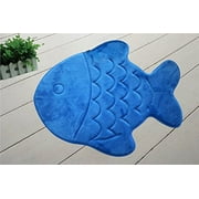 Incredibly Soft and Absorbent Kid's Memory Foam Bath Mat, 22 By 27-inch, Blue Fish