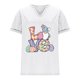 thumbnail image 4 of Corto para las Mujeres Casual Verano 2025 Pascua Impresión V-Cuello Camiseta, Ligero 95% Poliéster 5% Spandex Top para Toda la Temporada Hogar Y Diario, 4 of 7