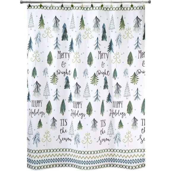 Shower Curtain, Vibrant Printed Fabric, Christmas Decorations (Christmas Trees Collection, 72")