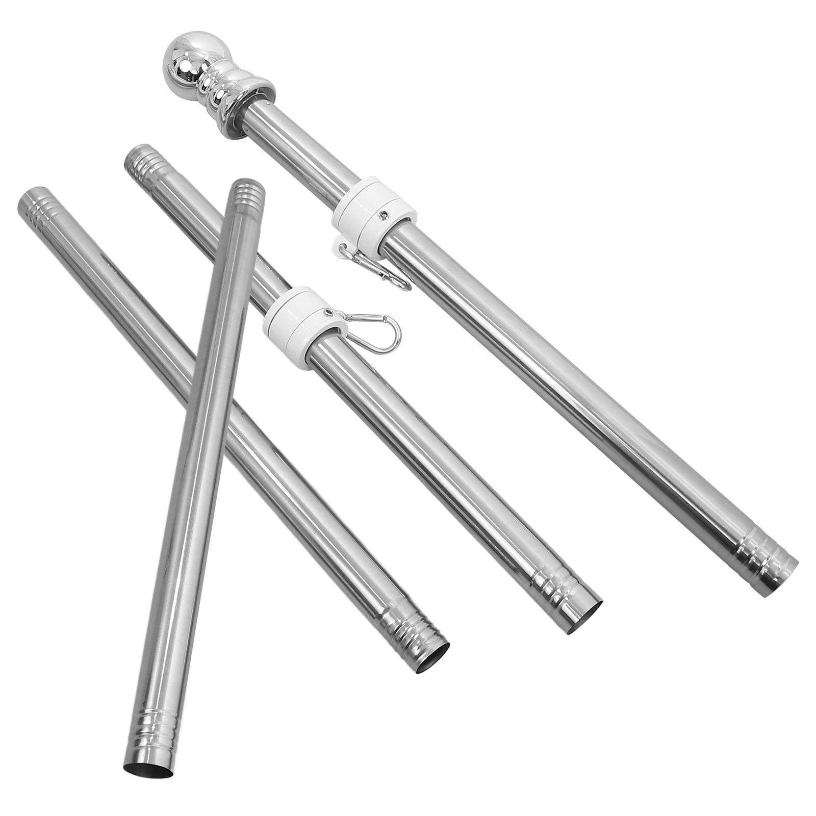 Pawsdot Outdoor Stainless Steel Flagpole with Free Rotation Easy Assembly and Detachable Design Plated Silver Pole
