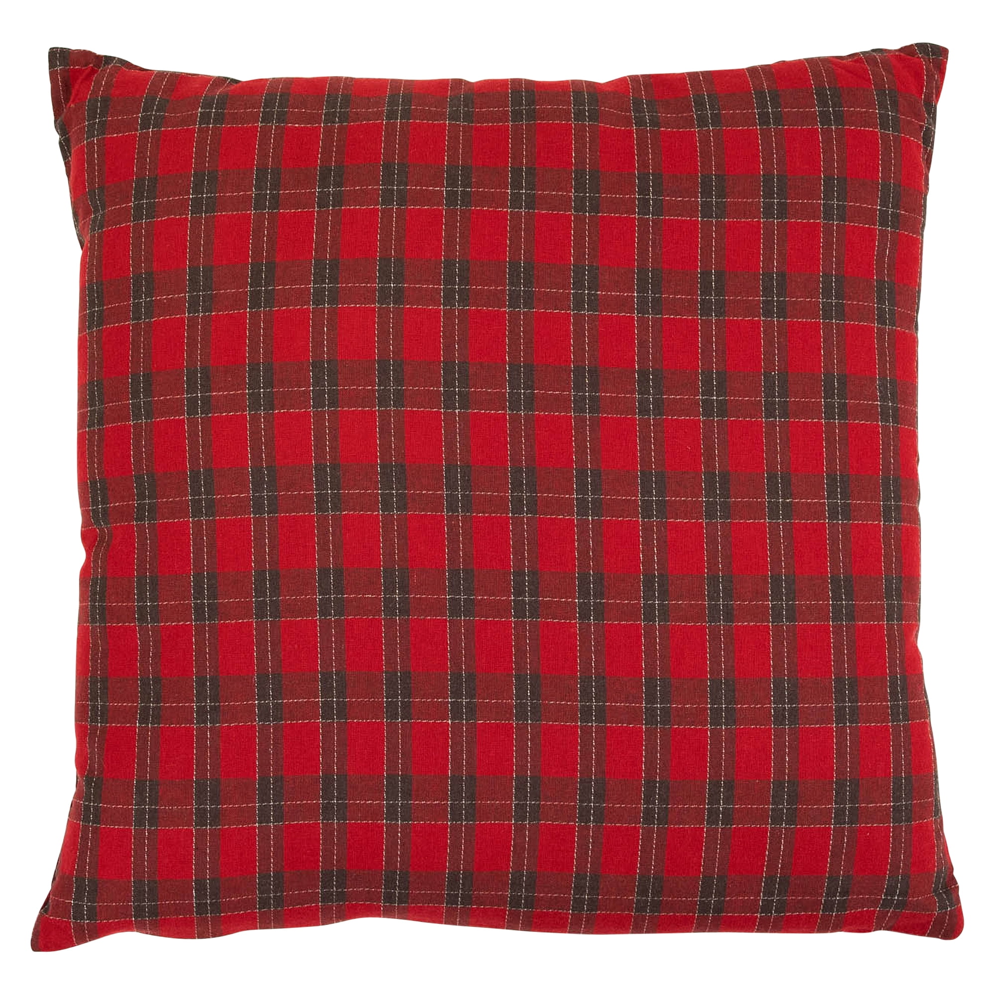 Square Plaid Christmas Throw Pillows - 18" x 18" - Red and Green - Set of 2