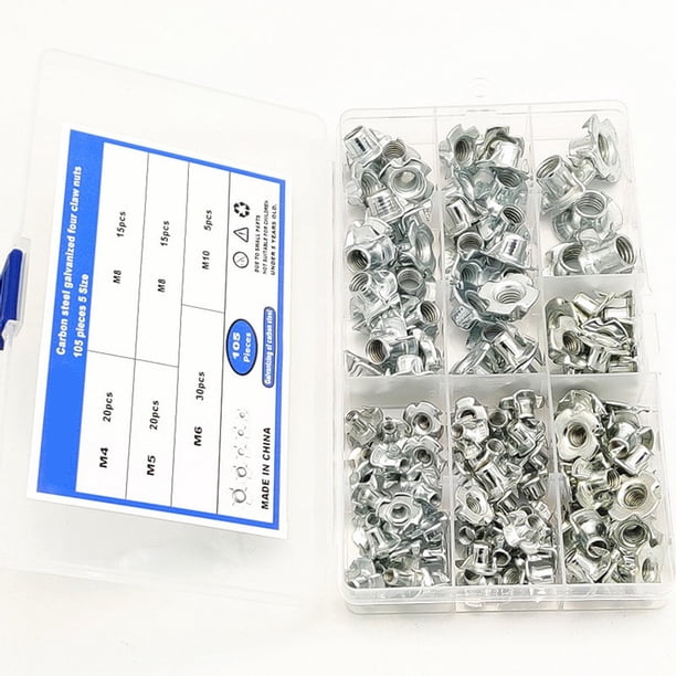 Uxcell M8x1.25mm Tee Nuts (30-Pack) – 4-Prong T-Nuts For Wood, Furniture, And Climbing Wall Installations
