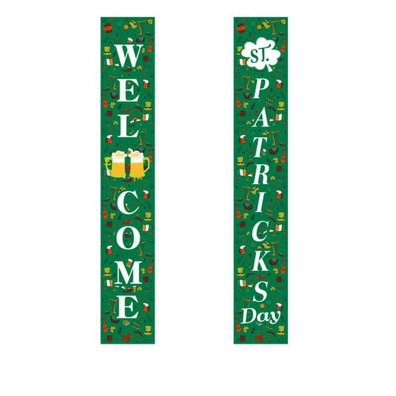 Moocorvic St. Patrick's Day Irish Holiday Porch Sign Home Door Curtain Banner Decoration