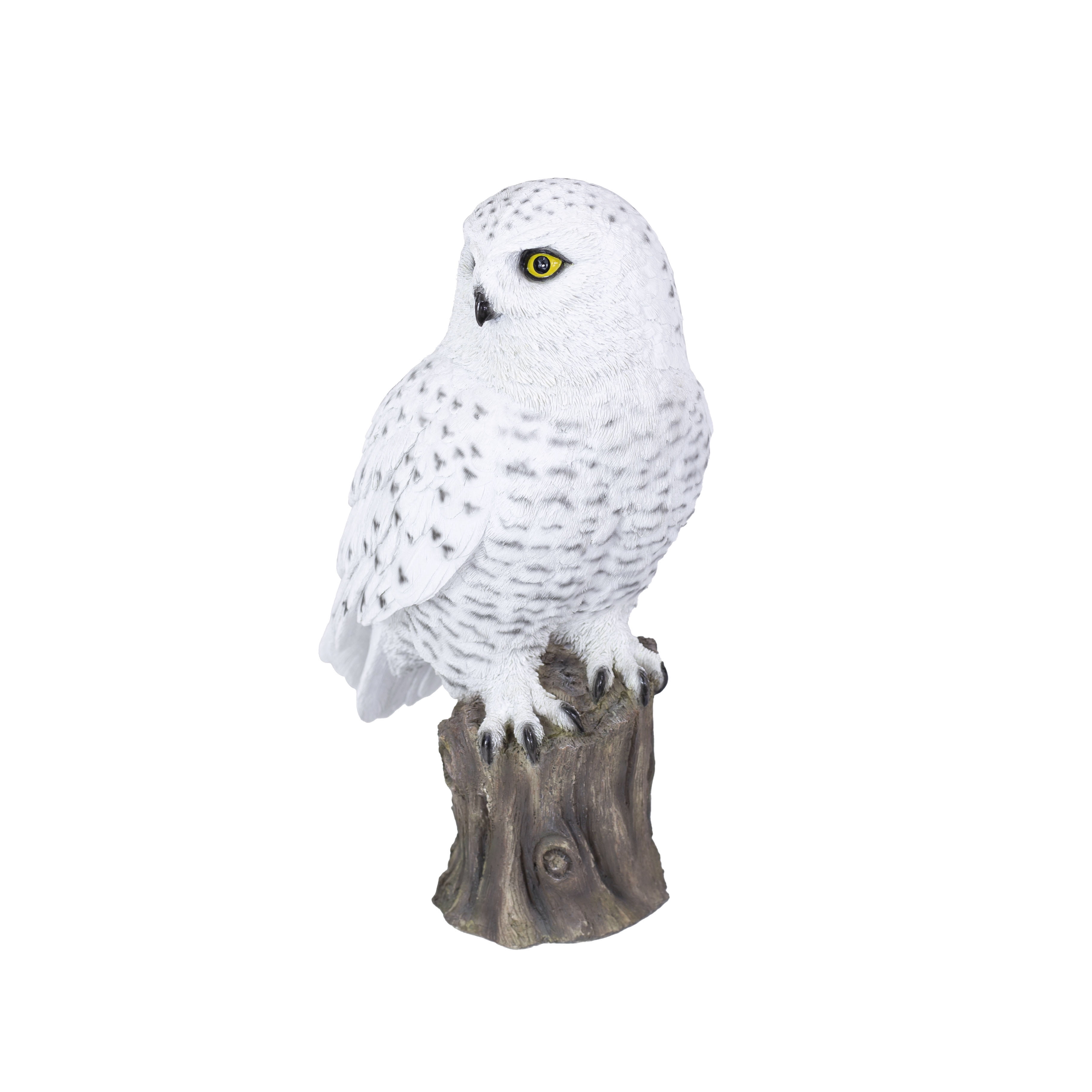 SOREAL White Snowy Owl on branch | Handcrafted Decorative Bird Statue for Home & Garden | Premium Polyresin, Weather-Resistant Indoor/Outdoor Decor