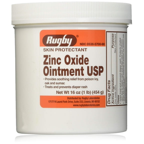 Rugby Zinc Oxide Ointment Skin Protectant - 20% - 16 Oz (1lb) (454 g) - 2 Pack
