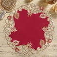 thumbnail image 5 of Gold Lace Burgundy Doilies Set of 4 - Round Placemats European Embroidery for Fall Autumn Thanksgiving Season Dining Table Home Decor Wedding - 15 inches - The Tarantino Collection, 5 of 8