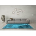 thumbnail image 3 of Ahgly Company Machine Washable Indoor Square Oriental Light Blue Industrial Area Rugs, 5' Square, 3 of 4