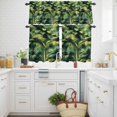 thumbnail image 3 of Watercolor Tropical Plant Kitchen Curtains Valances and Tiers Set of 3 Retro Green Palm Leaf Tier Curtains and Valance with Rod Pocket for Small Windows, 27.5"x36", 3 of 9