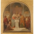 thumbnail image 2 of Nicolas Louis François Gosse 20x21 Gold Ornate Framed and Double Matted Museum Art Print Titled - The Marriage of the Virgin (1857), 2 of 4