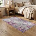 thumbnail image 2 of ODIKA 5'x7' Washable Area Rug Vintage Distressed Boho Faded Motif Ornate Scrolling Border Botanical for Small Living Room, Bedroom, Easy Care, Non-Shedding, Pet Friendly, 2 of 7