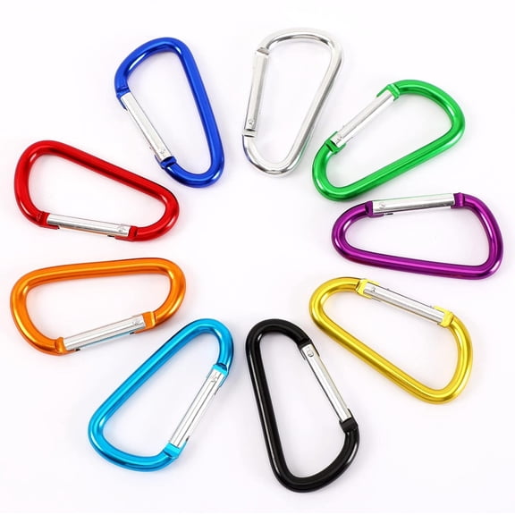 30pcs Small Aluminum Carabiner D Ring 9 Colors, Durable Spring-Loaded Gate Carabiners Clips Hook Sport Accessories for Para-Cord Crafts