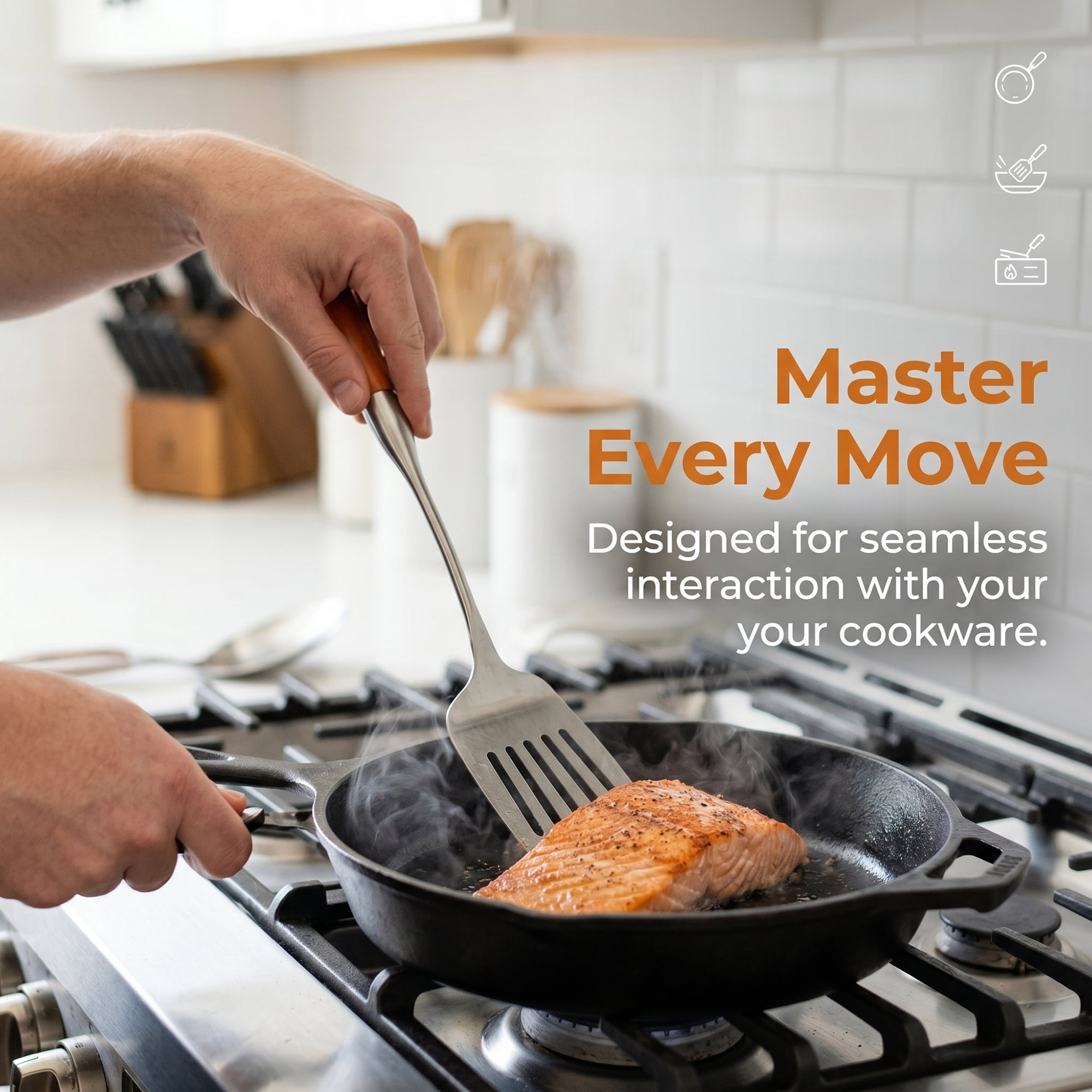 Unique Bargains Essential Stainless Steel Cooking Utensil Set for Cooking Brown D 2pcs