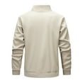 thumbnail image 7 of GuangCheng George Men Half Zip Pullover Sweatshirts High Collar Solid Color Quilted Panel Stretch Comfort Casual Athletic Tops,Khaki,4XL, 7 of 7