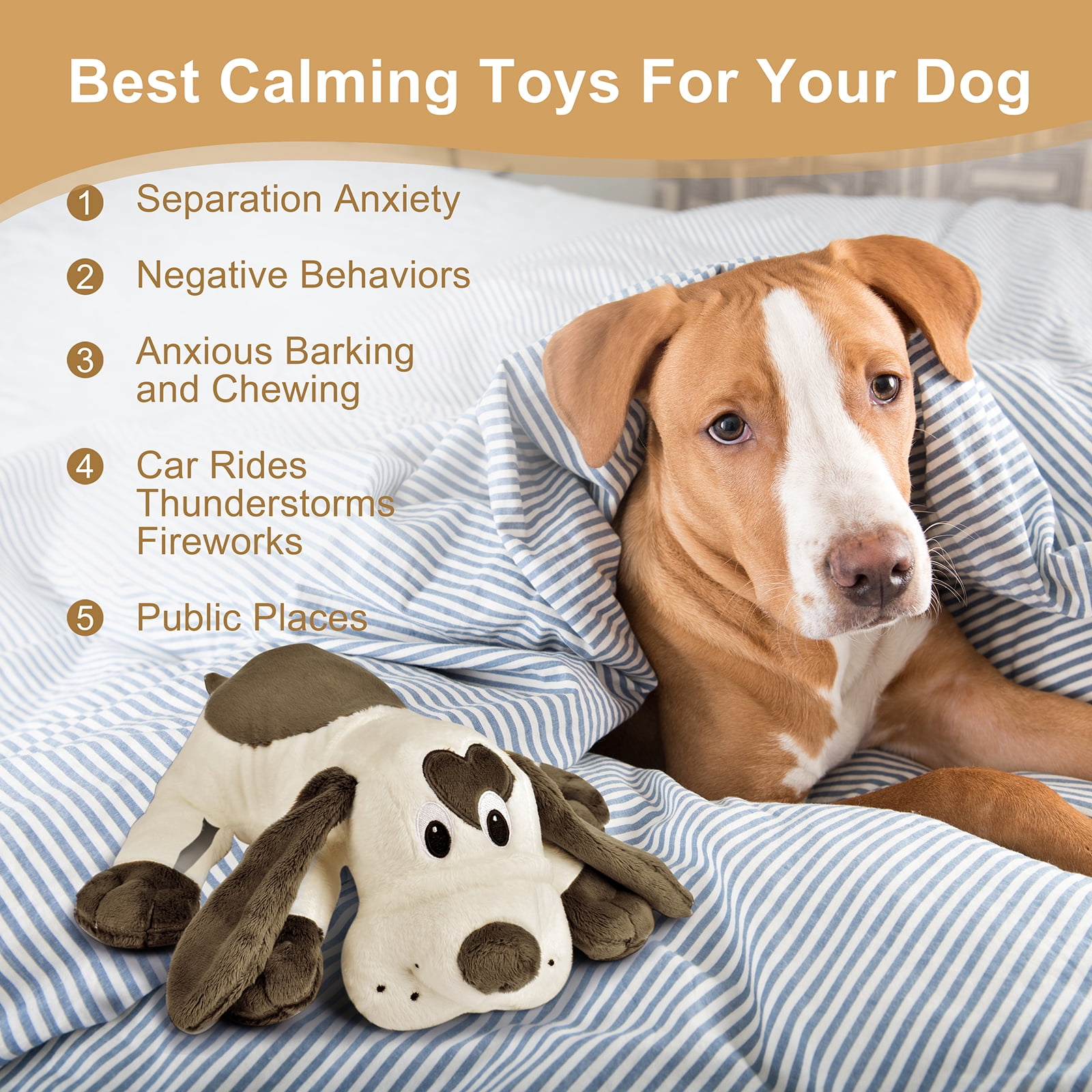 Moropaky Heartbeat Toy for Puppy, Doy Plush Toys for Anxiety Relief Behavioral Training Aid Toy for Dog Calming Sleeping Soother Cuddle