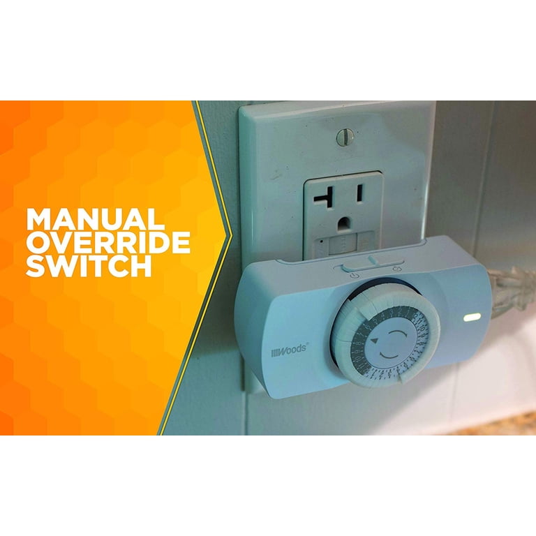 Woods Narrow Indoor 24-Hour Mechanical Timer, White photo 4