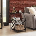thumbnail image 5 of VECELO Set of 2 Side Tables for Living Room, Industrial End Table Bedside with Magazine Rack, Black, 5 of 10