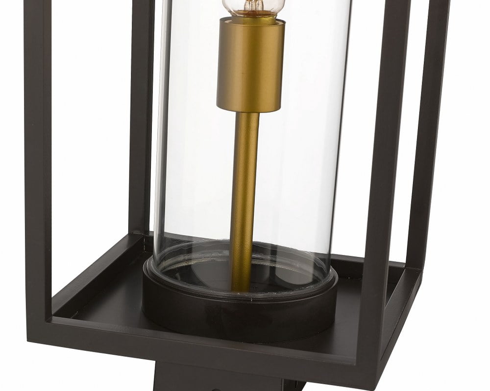 1 Light Outdoor Post Mount Lantern In Industrial Style 8 Inches Wide By 20.25 Inches High-Deep Bronze/Outdoor Brass Finish Z-Lite 584Phms-Dbz-Obs