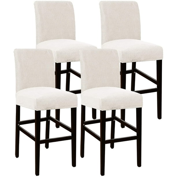Pub Counter Stool Chair Slipcover, Off White Cloth Bar Stools