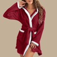 thumbnail image 1 of RXIRUCGD Mode Robe de Nuit Décontractée Unie à Manches Longues pour Femmes avec Poches en Velours Synthétique (Rouge, Taille : 2TG), 1 of 7