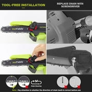 NaTiddy Mini Chainsaw 6 inch Cordless,Upgraded 21V Brushless Battery Powered Chainsaw,Portable One-Hand Rechargeable Handheld Electric Chainsaw for Wood Cutting Tree Trimming (2 Batteries, 2 Chains)