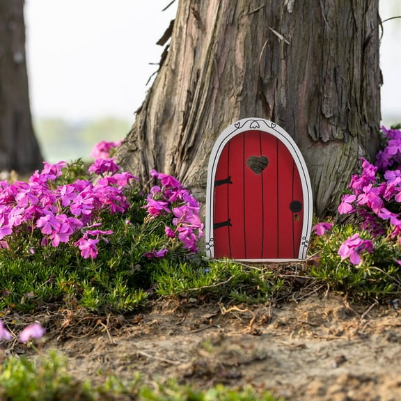 KAKOWELY Red Wood Fairy Door Garden Accessories 1Pcs
