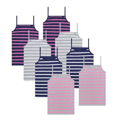 Buyless Fashion Débardeur Sans Étiquette pour Filles Col Rond en Coton avec Bordure et Sangle (Lot de 8)