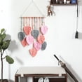 thumbnail image 5 of 1 Pack Wall Hanging Decor Leaves Tapestry 40x90cm, Jademall Wall Decor 15.7x35.4 inch, Woven Handmade Yarn Tassels Woven for Bedroom, Living Room, Apartment Home Backdrop - Pink, 5 of 10