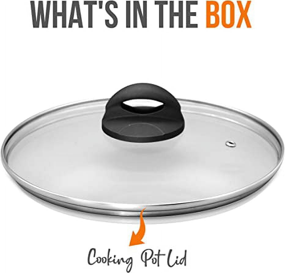 NutriChef Cooking Pot Lid - See-Through Tempered Glass Lids (Works with Model: NCCW12S)