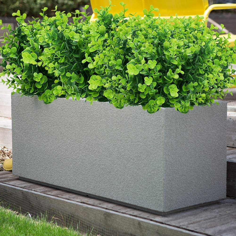 Artificial Boxwood Stems Fake Plant 6 Large Pieces, Faux Farmhouse Greenery Shrubs to Brighten up Your Wedding Home Kitchen Garden Patio Yard Indoor Outdoor Decor