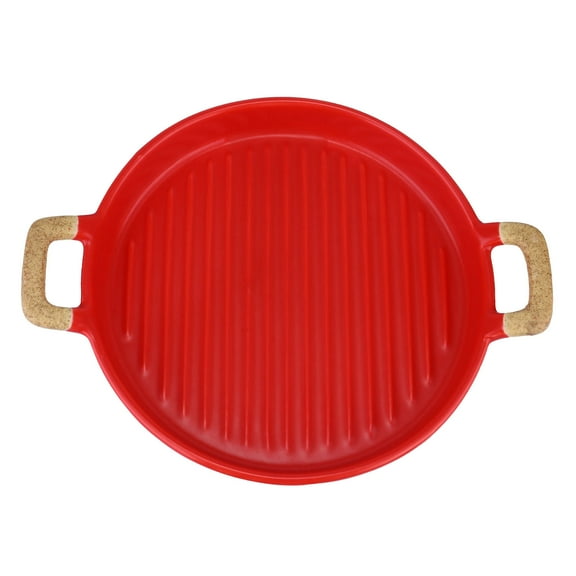 LEORX Red Ceramic Plate for Home Use Simple Style Easy to Clean 1pc