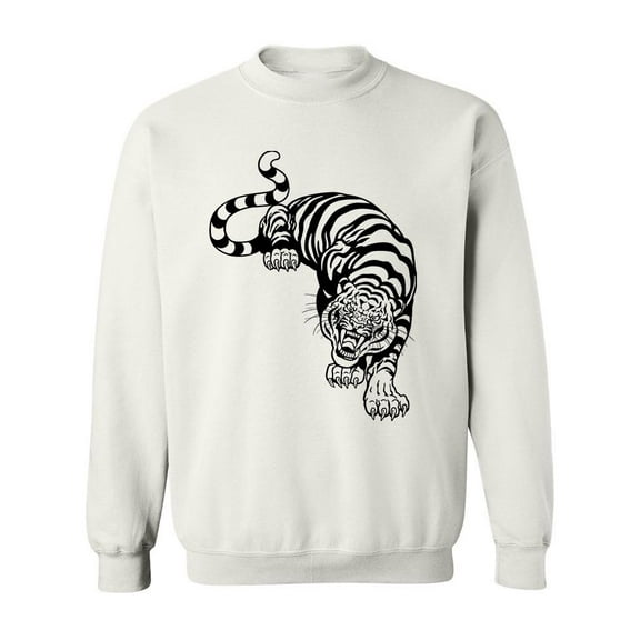 Angry Tiger Art Design Sweatshirt Men -Image by Shutterstock, Male Large