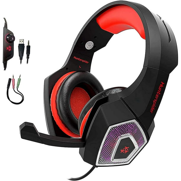 sigaar geest wet Gaming Headset for PS4 Xbox One, Wired Over Ear Headphone PC USB Gaming  Headset with Noise Canceling Mic and LED Light, Compatible with PS4/Xbox  One/Mac/Tablets/PC/Laptop/Mobile Phone - Walmart.com
