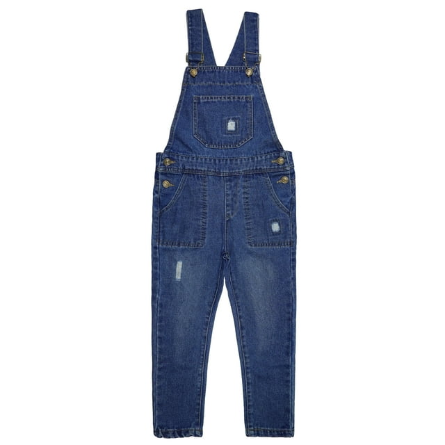 Overol de Mezclilla Para Niños Pequeños, con Agujeros Rotos y Banda Elástica en el Interior, Ropa de Trabajo, Azul, 8-9 Años