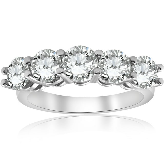 3ct Bague de Mariage Cinq Pierres Diamant Or Blanc 14K