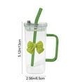 thumbnail image 7 of Stylish 13.5oz Glass Tumbler with Handle, Lid, and Straw, Featuring Removable Bow Decoration for Iced Beverages, Chilled Water, and Refreshing Drinks Green, 7 of 7
