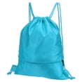 thumbnail image 1 of Unique Bargains Drawstring Backpack Bag Drawstring Gym Bag with Zip Pocket for Women Men Lake Blue, 1 of 5