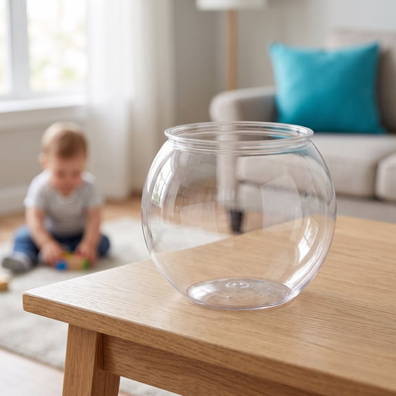 Supvox Transparent Pet Fish Bowl Decor for Desktop Creative Home and Office