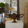 thumbnail image 2 of DecMode 10" Round Ornate Floral Dark Brown Polystone Decorative Bowl, 2 of 10