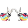 thumbnail image 1 of 1 Pair Earrings For Girls Bunny Rabbit Shape Cute Design Multi Color Easter Theme Accessory, 1 of 9