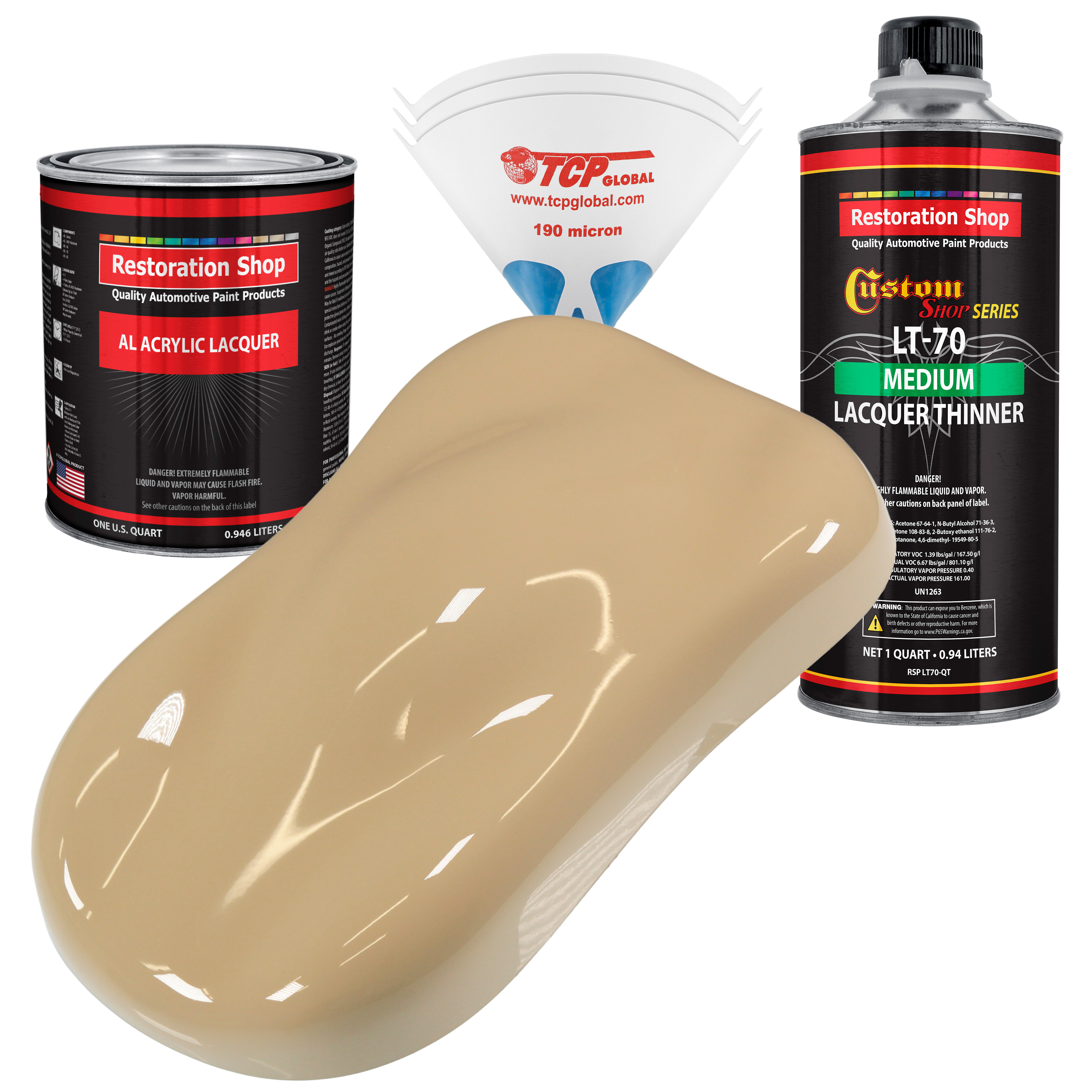 Restoration Shop Shoreline Beige Acrylic Lacquer Auto Paint Complete Quart Paint Kit With Medium Thinner Walmart Com Walmart Com