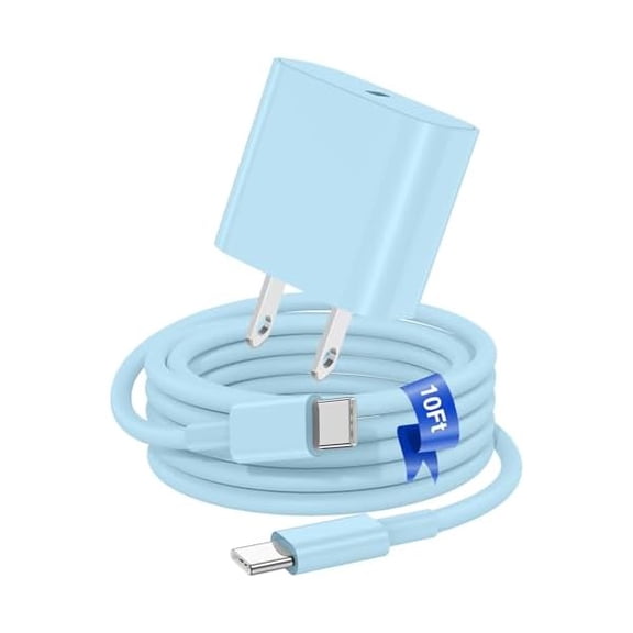 Quyaojz for iPhone 17 16 15 Fast Charger Block and 10ft Type C to C Cable Cord Long, 20W USB C Charging Plug Compatible With iPhone 17 Pro Max/17 /16/15 /iPad Mini,Wall Power Adapter Cube Brick