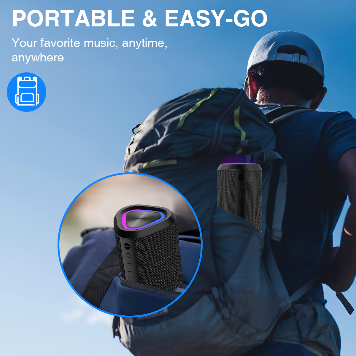 Hoey Portable Bluetooth Speaker with LED Lights, 24-Hour Battery photo 4