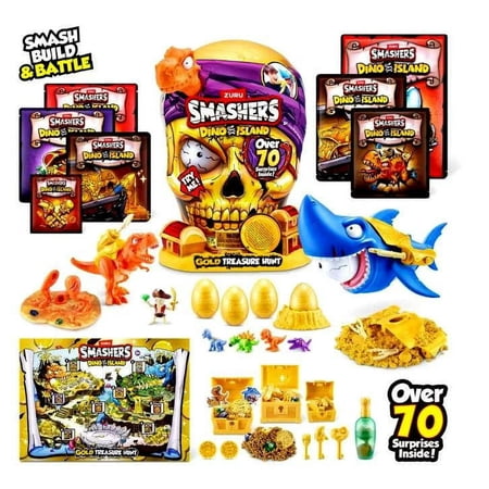 Smashers Dino Island Gold Treasure Hunt by ZURU, Interactive Treasure Hunt Toy, Collectible Dinosaur Toy for Kids and Teens, Over 70 Surprises, 1 Pack