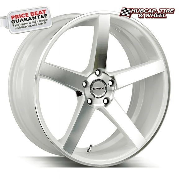 Strada Perfetto 22X9.5 White Machined Custom Wheel- 5X115 Bolt Pattern, 15mm Offset