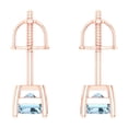 thumbnail image 4 of 1.0 Ct Emerald Cut Studs Natural Sky Blue Topaz 14K Rose Solid Solid Gold Everyday Dainty Earrings Screw Back, 4 of 7