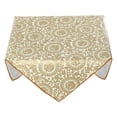 thumbnail image 1 of Unique Bargains Waterproof Vinyl Square 24' x 24' Tablecloth Flower Print Gold Tone, 1 of 8