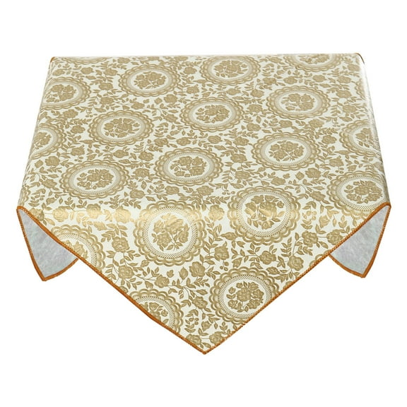 Seamless Durable Rectangular Tablecloth 24 x 24 Gold Tone Flower